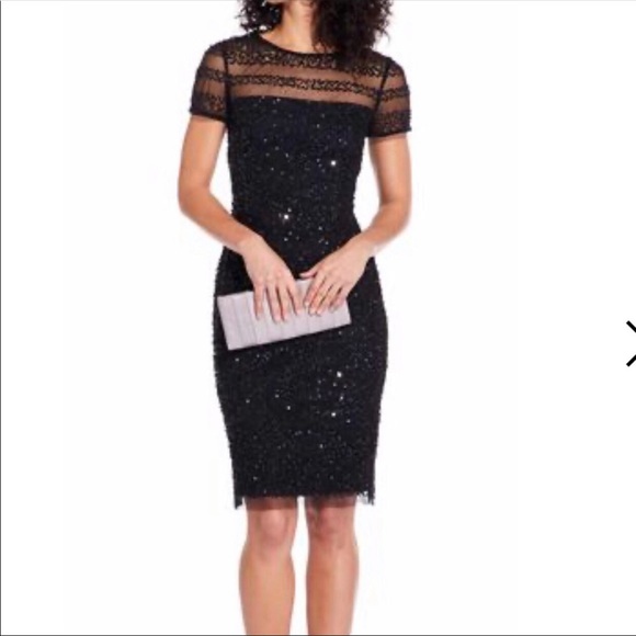 Adrianna Papell Dresses & Skirts - Adrianna Papell Cocktail Beaded Sheer Detail Sz 8